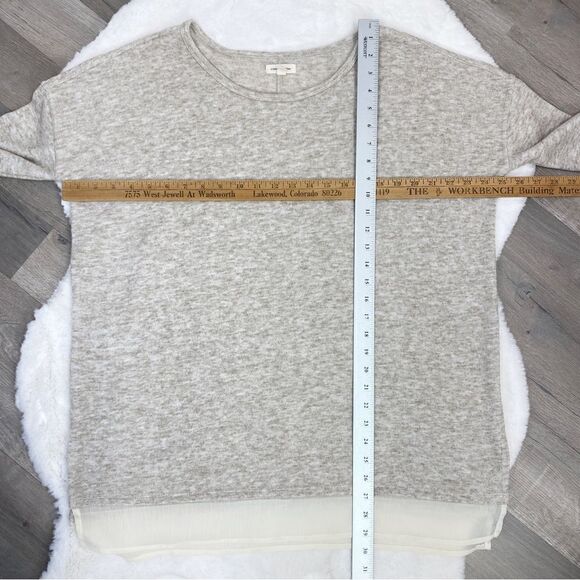 Silence + Noise UO Hannah Chiffon Trim Tunic Sweater Tan Beige Medium Pullover - Picture 14 of 14